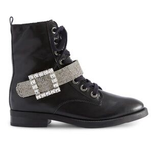 SCHUTZ Roxie rhinestone embellished Black Combat Boots